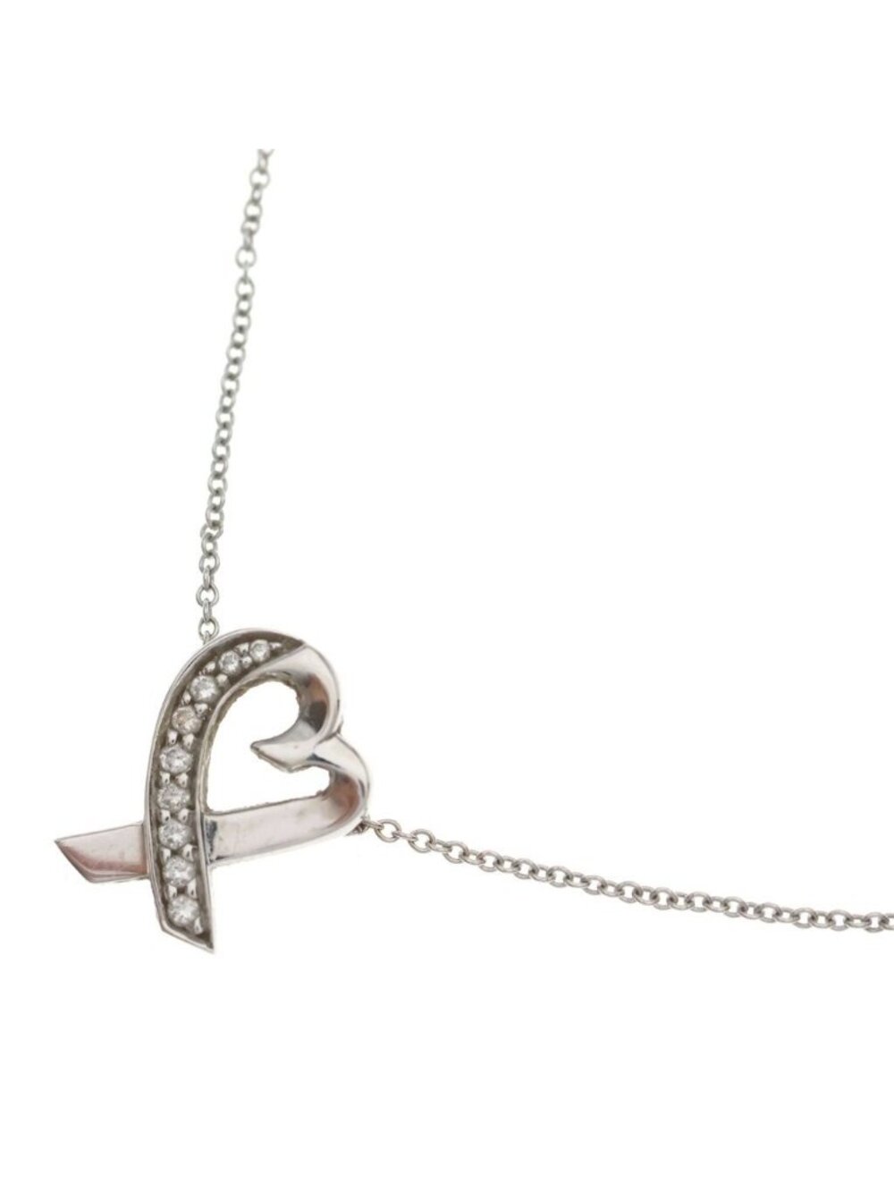 Tiffany & Co Paloma Picasso Loving Heart Diamond Necklace 18k White Gold